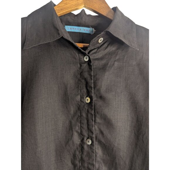 Womens Button-Up Blouse Sz L Black Embroidered Eyelet Lace Boho Hippie Festival - Picture 5 of 7